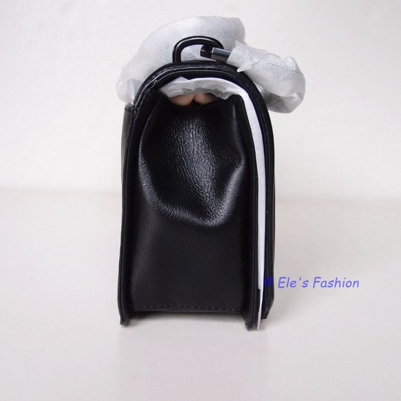 NWT Rebecca Minkoff Chevron Quilted Leather Crossbody Shoulder Bag BLACK BLACK - Picture 8 of 15